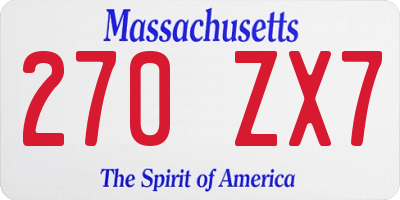 MA license plate 270ZX7