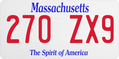 MA license plate 270ZX9