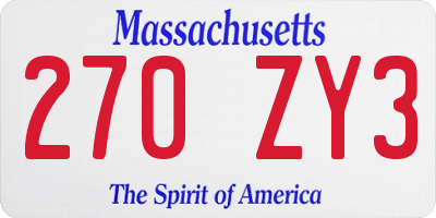 MA license plate 270ZY3