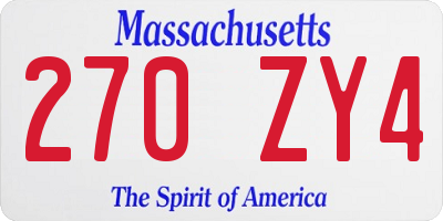 MA license plate 270ZY4