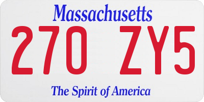 MA license plate 270ZY5