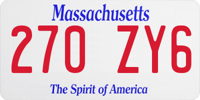 MA license plate 270ZY6