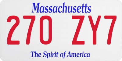 MA license plate 270ZY7