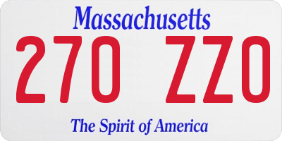 MA license plate 270ZZ0
