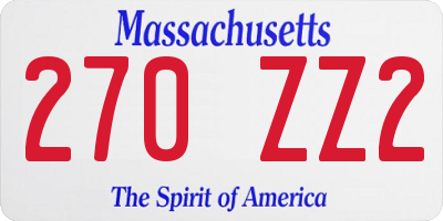 MA license plate 270ZZ2