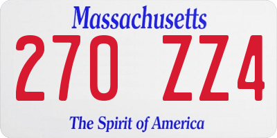 MA license plate 270ZZ4