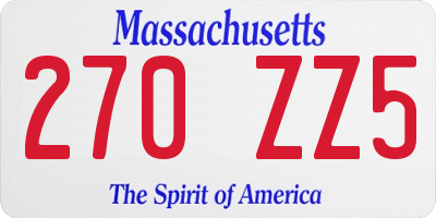 MA license plate 270ZZ5