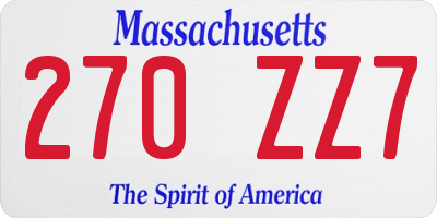 MA license plate 270ZZ7