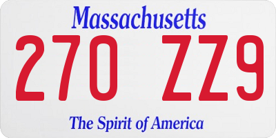 MA license plate 270ZZ9