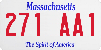 MA license plate 271AA1