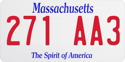 MA license plate 271AA3