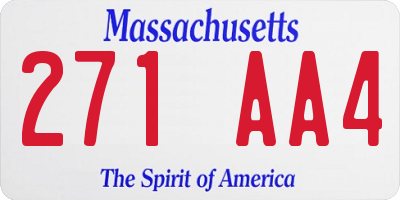 MA license plate 271AA4