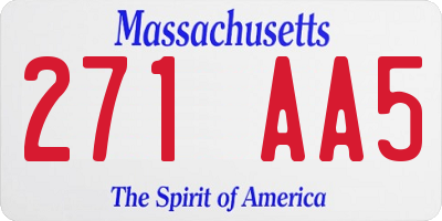 MA license plate 271AA5