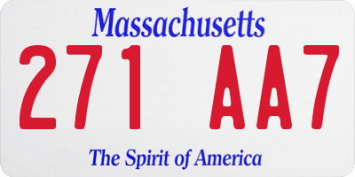 MA license plate 271AA7