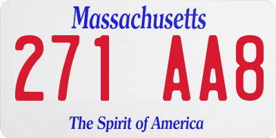 MA license plate 271AA8
