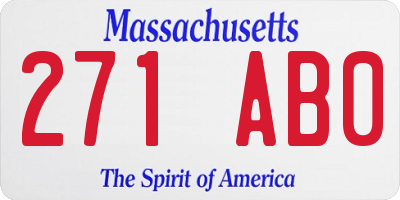 MA license plate 271AB0