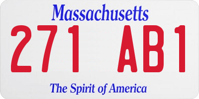 MA license plate 271AB1