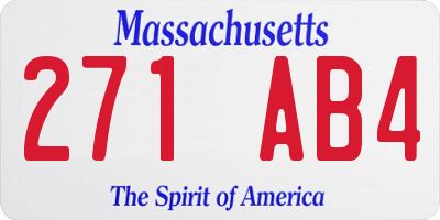 MA license plate 271AB4