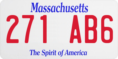 MA license plate 271AB6