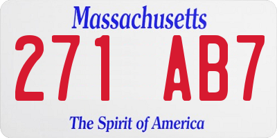 MA license plate 271AB7