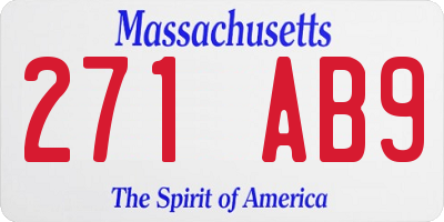 MA license plate 271AB9