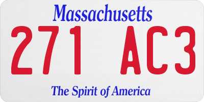 MA license plate 271AC3