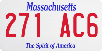 MA license plate 271AC6