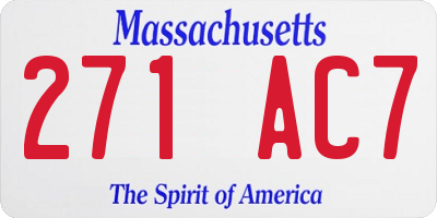 MA license plate 271AC7