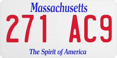 MA license plate 271AC9