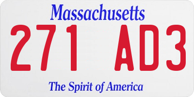 MA license plate 271AD3