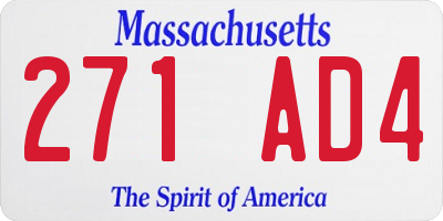 MA license plate 271AD4