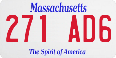 MA license plate 271AD6