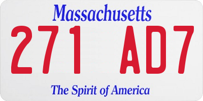 MA license plate 271AD7
