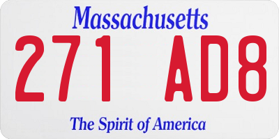 MA license plate 271AD8