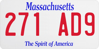 MA license plate 271AD9