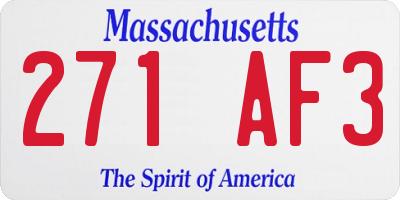 MA license plate 271AF3