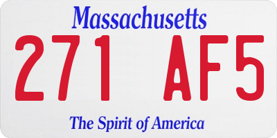 MA license plate 271AF5