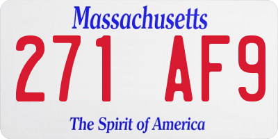 MA license plate 271AF9
