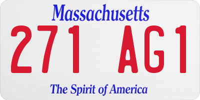 MA license plate 271AG1