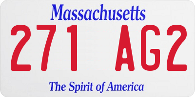 MA license plate 271AG2