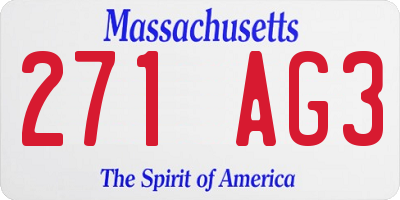 MA license plate 271AG3