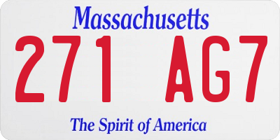 MA license plate 271AG7