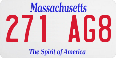 MA license plate 271AG8