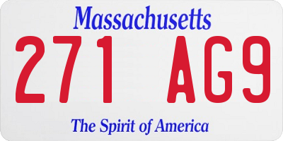 MA license plate 271AG9