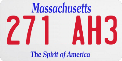 MA license plate 271AH3