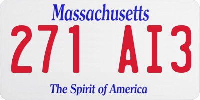 MA license plate 271AI3