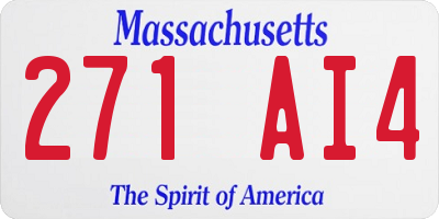 MA license plate 271AI4