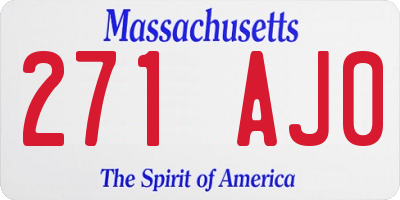 MA license plate 271AJ0