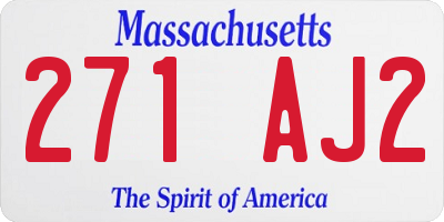 MA license plate 271AJ2