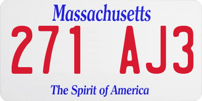 MA license plate 271AJ3